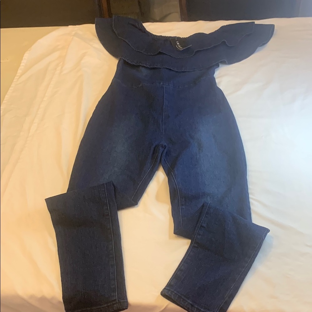 Stylish Off-Shoulder Denim Jumpsuit